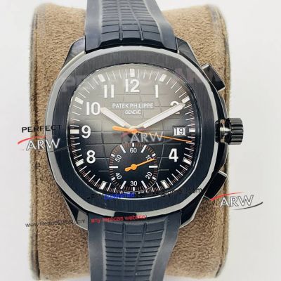 PPF Patek Philippe Aquanaut Chronograph 5968 All Black Case Rubber Strap Replica Watch